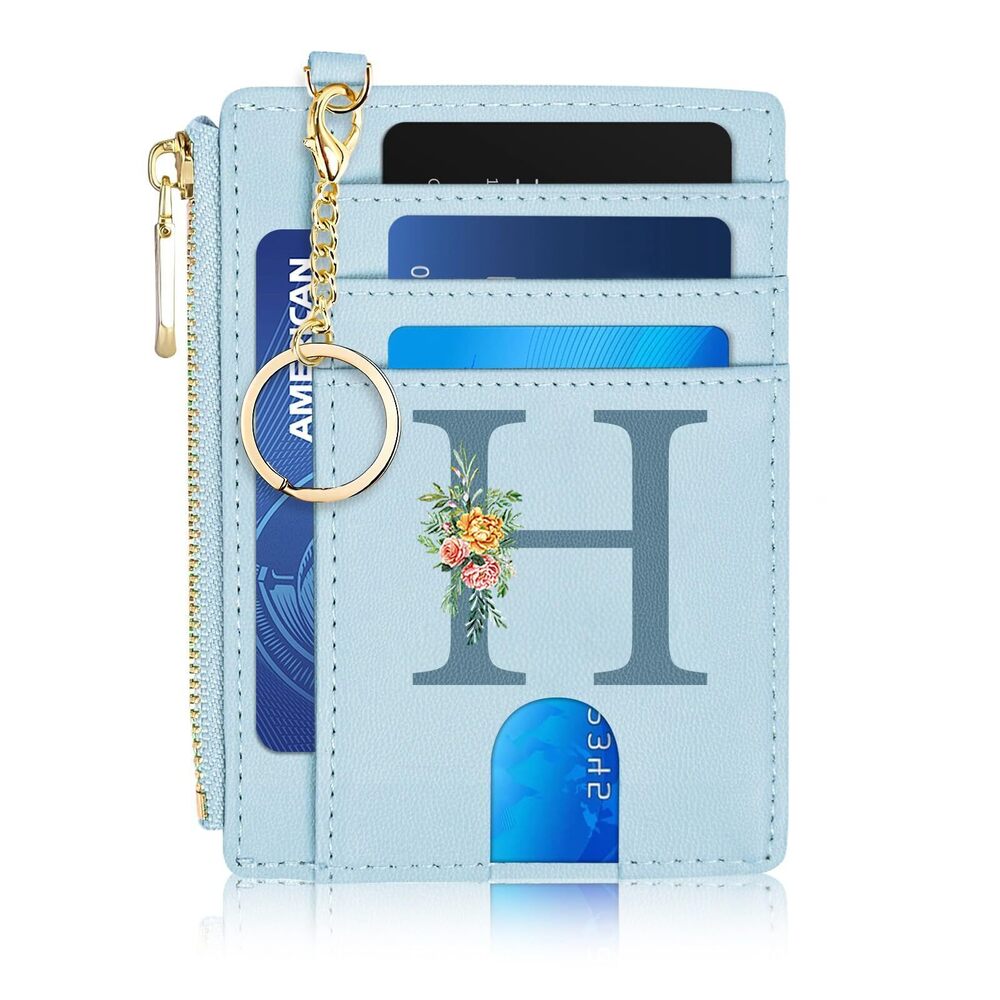 5375 Gifts for Girls ,Initial Letter Slim RFID Blocking Card Holder